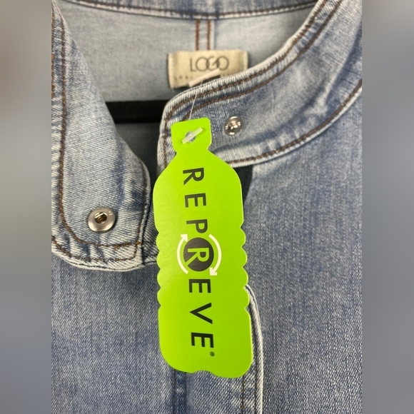 LOGO women's size 26W light wash blue jean denim mock neck zip up jacket QVC - Picture 4 of 8